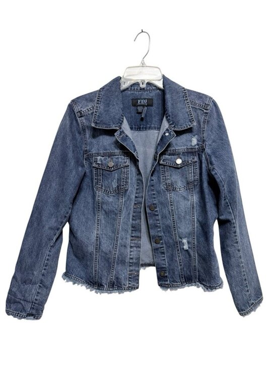 FDJ Jackets & Blazers - FDJ French Dressing Jeans Denim Jacket Size Large Distressed Raw Hems Festival